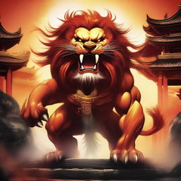 A depiction of a Chinese monster lion