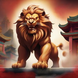 A depiction of a Chinese monster lion