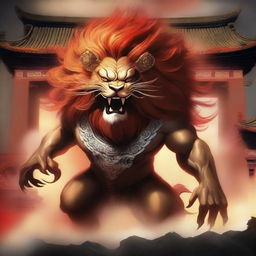 A depiction of a Chinese monster lion