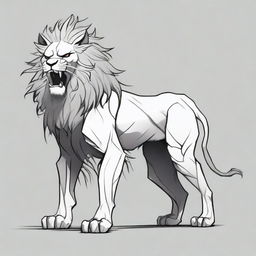 A depiction of a Chinese monster lion, rendered in shades of gray