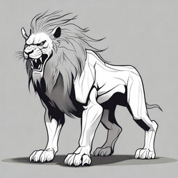 A depiction of a Chinese monster lion, rendered in shades of gray