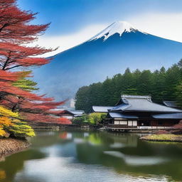 A beautiful landscape of Yamagata, showcasing its picturesque mountains, serene rivers, and traditional Japanese architecture