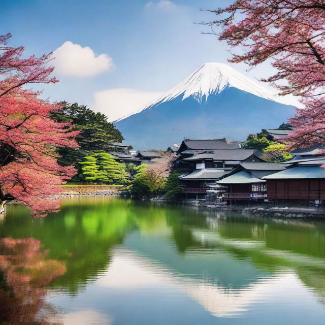 A beautiful landscape of Yamagata, showcasing its picturesque mountains, serene rivers, and traditional Japanese architecture