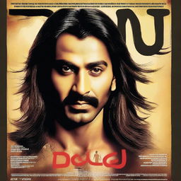 Create a movie poster for a Hindi movie titled 'Dabu' using the original photo of a man with long hair