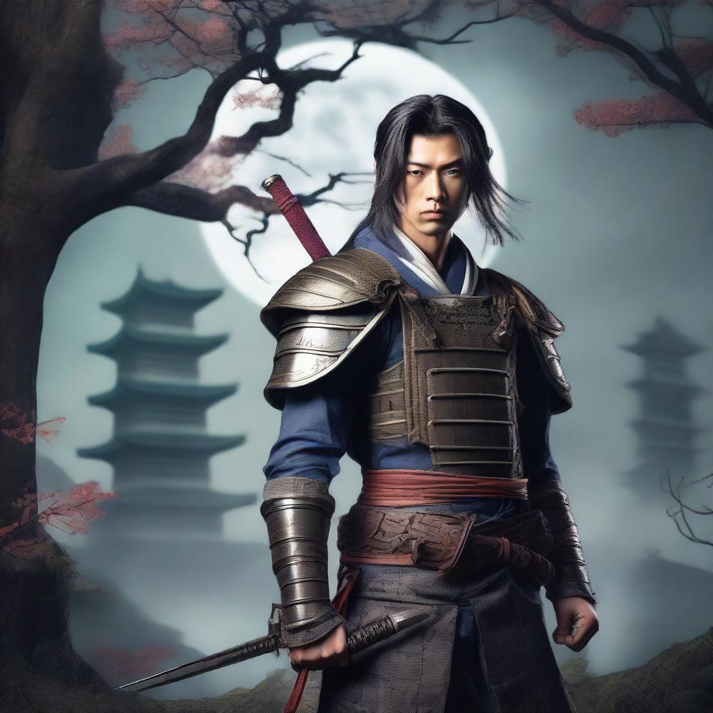 A Japanese young man as a rebel leader in a fantasy medieval world