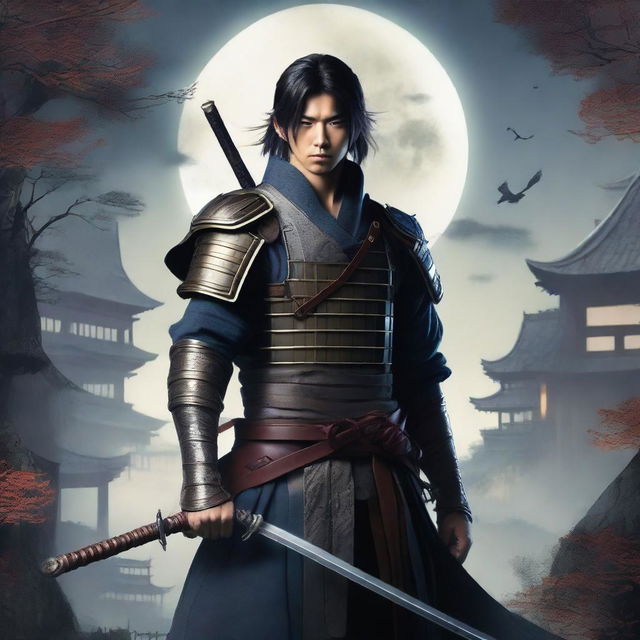 A Japanese young man as a rebel leader in a fantasy medieval world