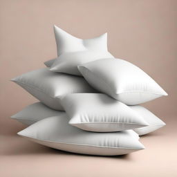 A simple and clean scene of pillows falling against a plain background