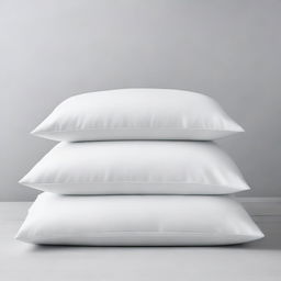 A minimalist scene featuring six white pillowcases against a plain background