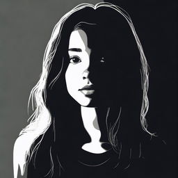 A girl standing in the dark, with a dim light illuminating her face