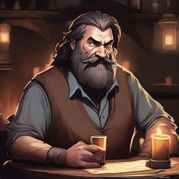 A bartender in a shady tavern in a Dungeons and Dragons setting