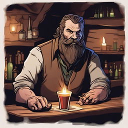 A bartender in a shady tavern in a Dungeons and Dragons setting