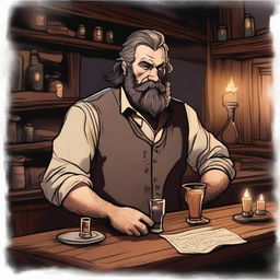 A bartender in a shady tavern in a Dungeons and Dragons setting