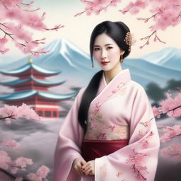 A beautiful portrait of an Asian person, showcasing traditional attire and cultural elements