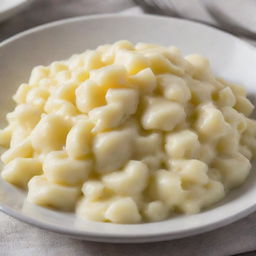 A comforting dish of creamy, smooth mashed potatoes, topped with a pat of melting butter glistening on top.