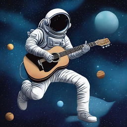 A melancholic scene set in outer space, depicting a lonely astronaut floating amidst the stars