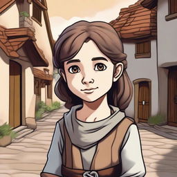 An innocent looking medieval child, illustrated in a Dungeons and Dragons style