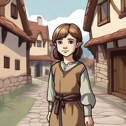 An innocent looking medieval child, illustrated in a Dungeons and Dragons style