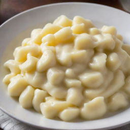 A comforting dish of creamy, smooth mashed potatoes, topped with a pat of melting butter glistening on top.