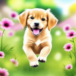 Create an image of a golden puppy