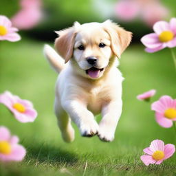 Create an image of a golden puppy