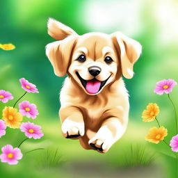 Create an image of a golden puppy