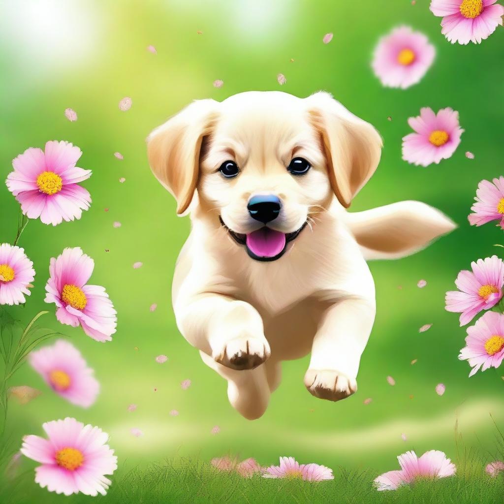 Create an image of a golden puppy