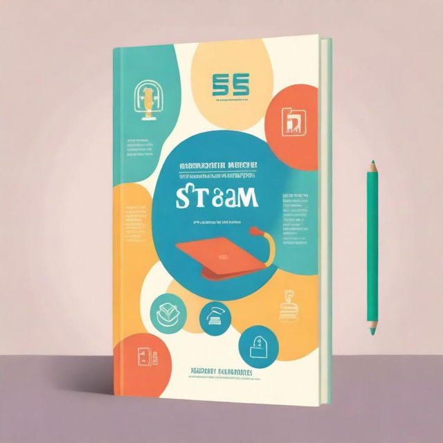 Create a simple book cover for a methodological guide titled 'Methodological Guide: Integrating STEAM Approaches to Develop Language Proficiency'