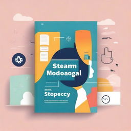 Create a simple book cover for a methodological guide titled 'Methodological Guide: Integrating STEAM Approaches to Develop Language Proficiency'