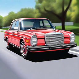 Create a hyper-realistic image of a 1970s Mercedes 240D with no background, focusing on the intricate details of the car