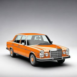 Create a hyper-realistic image of a 1970s Mercedes 240D with no background, focusing on the intricate details of the car