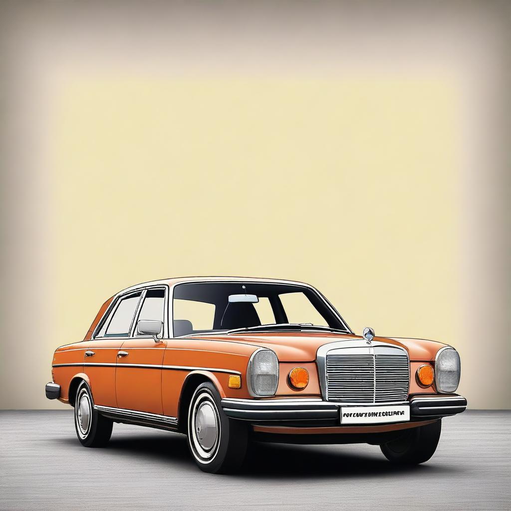 Create a hyper-realistic image of a 1970s Mercedes 240D with no background, focusing on the intricate details of the car