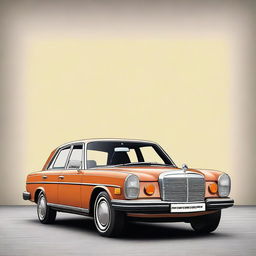 Create a hyper-realistic image of a 1970s Mercedes 240D with no background, focusing on the intricate details of the car