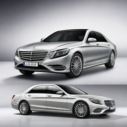 Create an image of a Mercedes S-Class that has been designed by Lada