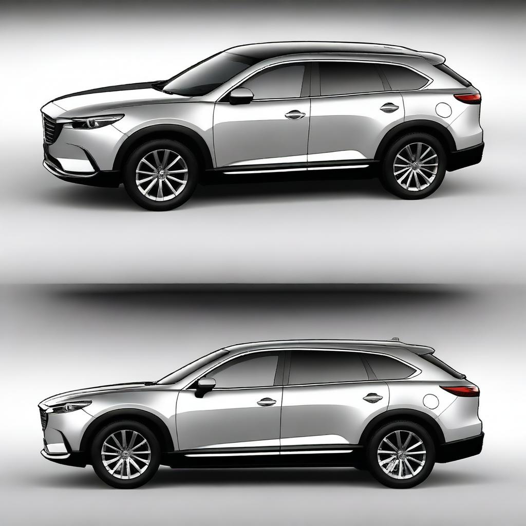 Create an image of a Mazda CX-9 that has been converted into a convertible