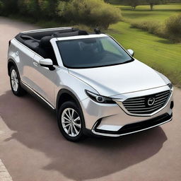 Create an image of a Mazda CX-9 that has been converted into a convertible