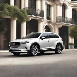 Create an image of a Mazda CX-9 that has been converted into a convertible