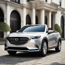 Create an image of a Mazda CX-9 that has been converted into a convertible