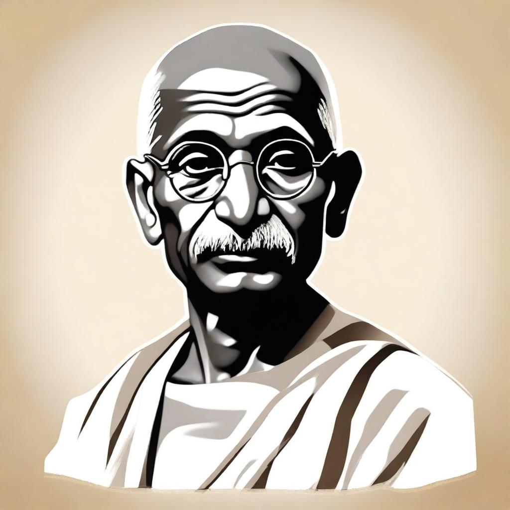 Create a serene and respectful portrait of Mahatma Gandhi