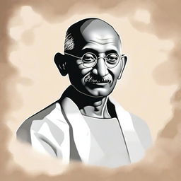 Create a serene and respectful portrait of Mahatma Gandhi