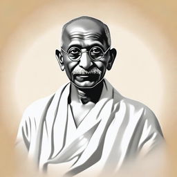 Create a serene and respectful portrait of Mahatma Gandhi