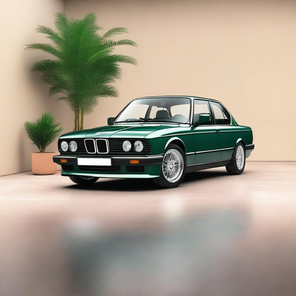 Create a hyper-realistic image of a BMW E33 with no background, focusing on the intricate details of the car