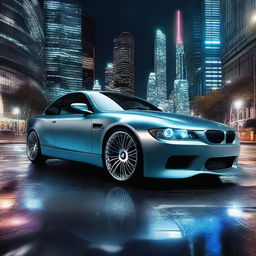 Create a realistic, futuristic photo of a concept BMW based on the E33 model