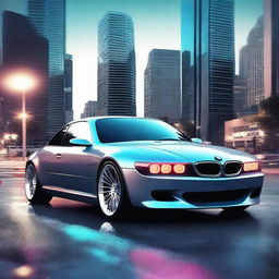 Create a realistic, futuristic photo of a concept BMW based on the E33 model