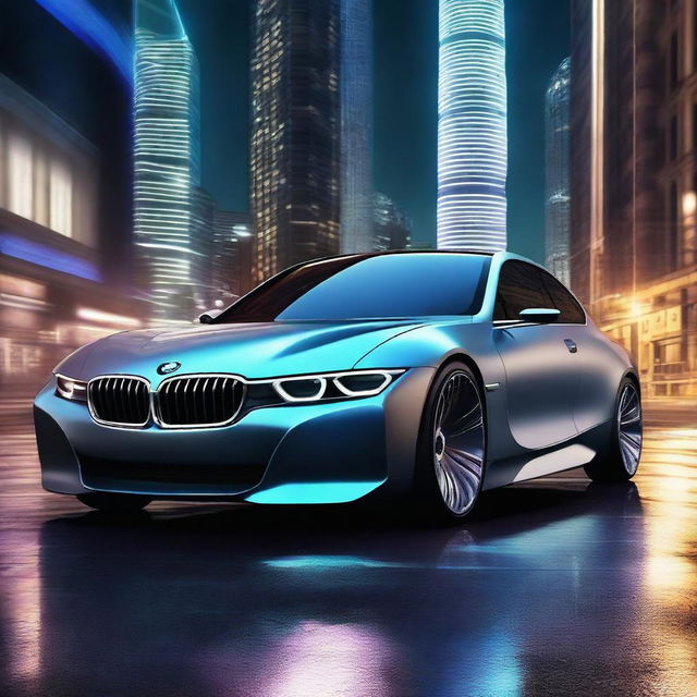 Create a realistic, futuristic photo of a concept BMW based on the E33 model