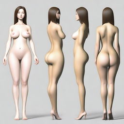 A thin woman with very wide hips, small shoulders, and big breasts