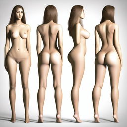 A thin woman with very wide hips, small shoulders, and big breasts