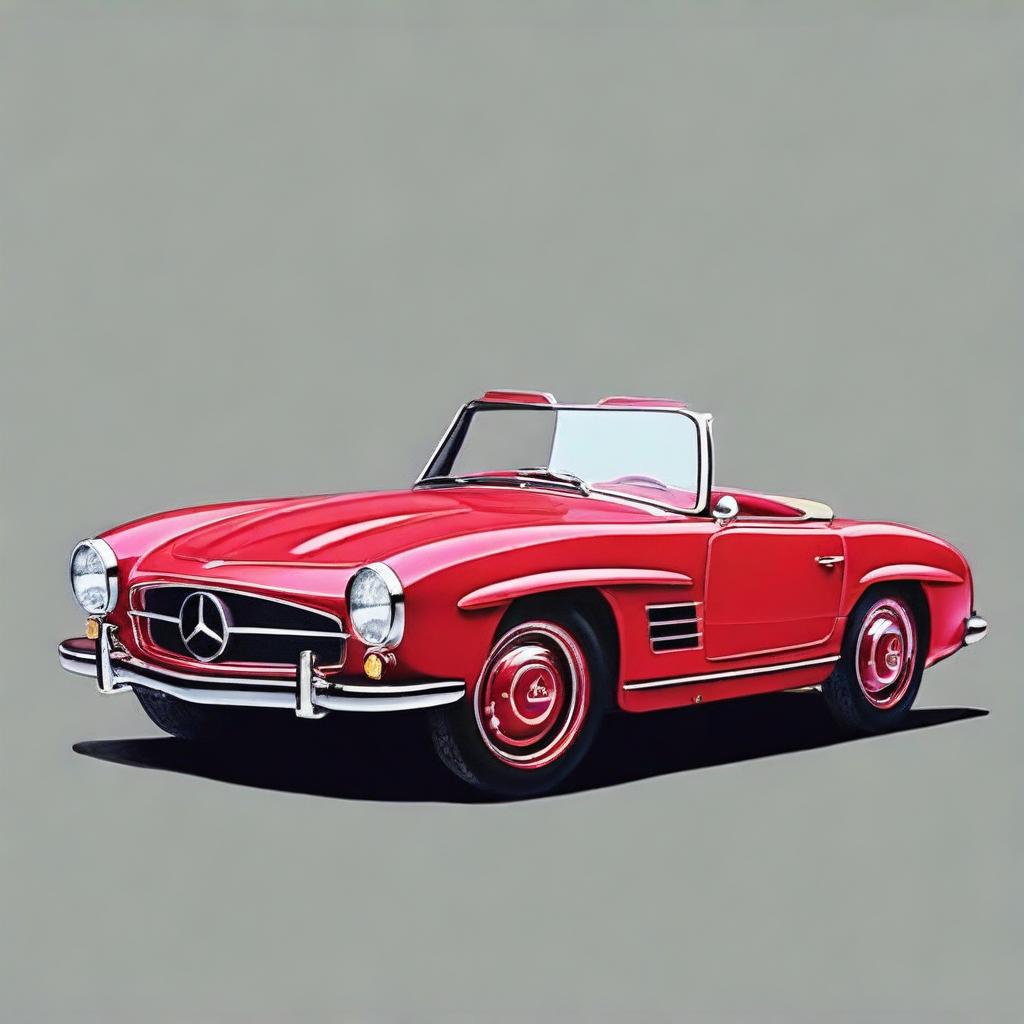 Create a realistic painting of a 1960 Mercedes SL