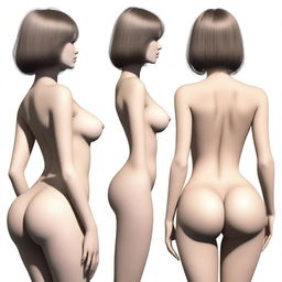 A slender woman with very wide hips, small shoulders, and large breasts