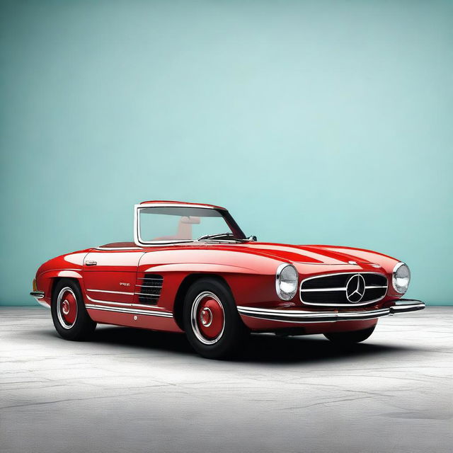 Create a hyper-realistic image of a Mercedes 300SL from the 1980s with no background