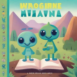 A charming book cover featuring two small, cute aliens on an adventure on Earth